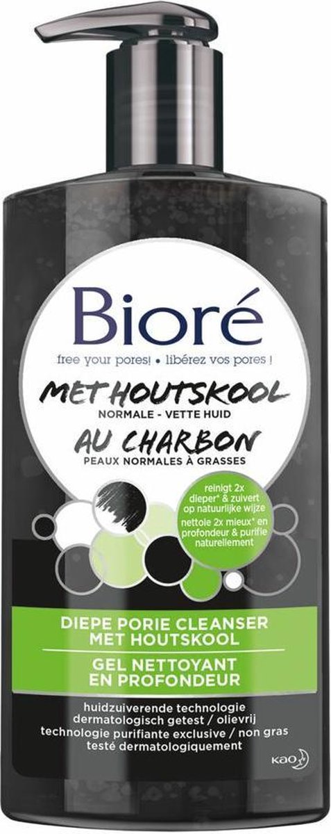 Bioré – Houtskool Reinigingsgel – Gezichtsreiniger – 200 ml - Voordeelverpakking - 4 stuks