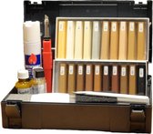 Ernst P. - Hardwaxset - Hardwax set - Repair/reparatie kit - 20 Kleuren - Smeltpistool - Scalpel - Spatel - Handslijppad - Lak ( Glans / Zijdemat ) - Voor hout/tegels/keramiek