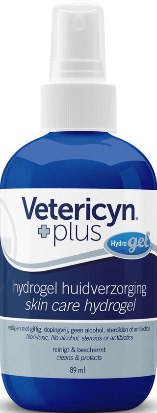 Vetericyn Plus Alle Dieren HydroGel Spray (90 ml) 100% veilig en effectief bij plaatselijke jeuk, wonden en hardnekkige huidproblemen. Aanbevolen door dierenartsen. - Vetericyn