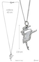 Alista Ballet ketting met strass - Ballerina in Arabesque pose - zilver kleurige ballerina hanger - cadeau voor dansliefhebbers