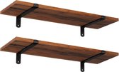 Wandrek Industrieel - Set van 2 - 60 x 20 x 7 cm - Vintage Houtlook