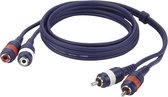 DAP Audio Tulip Extension Cable 3m - RCA Extension Cable - 2x RCA Male to 2x RCA Female - 3m