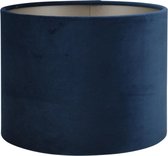 Lampenkap Cilinder - 20x20x15cm - Alice velours donkerblauw - taupe binnenkant