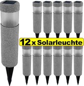 12x Deuba LED Solarlamp Steen-look Schemersensor Solar Tuinlamp Tuinfakkel