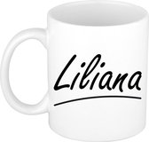 Liliana naam cadeau mok / beker sierlijke letters - Cadeau collega/ moederdag/ verjaardag of persoonlijke voornaam mok werknemers