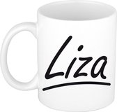 Liza naam cadeau mok / beker sierlijke letters - Cadeau collega/ moederdag/ verjaardag of persoonlijke voornaam mok werknemers