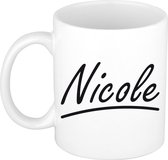 Nicole naam cadeau mok / beker sierlijke letters - Cadeau collega/ moederdag/ verjaardag of persoonlijke voornaam mok werknemers
