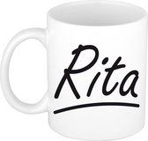 Rita naam cadeau mok / beker sierlijke letters - Cadeau collega/ moederdag/ verjaardag of persoonlijke voornaam mok werknemers