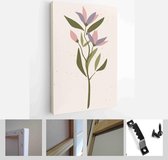 Collection of contemporary art posters in pastel colors. Abstract elements, leaves and flowers, peonies, branches - Modern Art Canvas - Vertical - 1853040850 - 80*60 Vertical