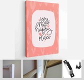 Valentines day peach pink and off-white greeting card vector set with calligraphy love messages - Modern Art Canvas - Vertical - 1859901970 - 115*75 Vertical