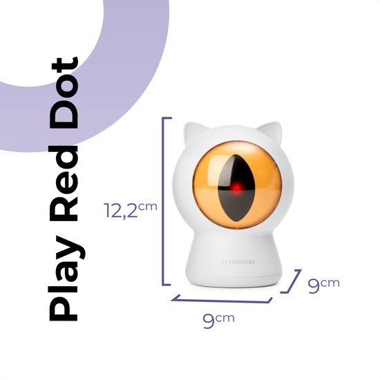 Pettadore Play Red Dot - Laser Kattenspeeltjes - Autoplay en via Bluetooth Handmatig in App - Kattenspeelgoed - Laserpen