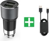 PowerCharge 3.6A Autolader USB Oplader Auto met USB-C Kabel - Sigarettenaansteker Auto Lader Adapter Dubbele USB Poort -Geschikt voor Oneplus 2/3/3T/4/5/5T/6/6T/7/7 Pro/7T/Nord/ Nord CE /N10 