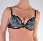 ORHIDEJA zwart met witte push-up gel BH 75D