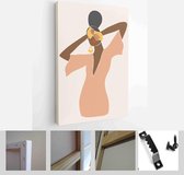 Female shape / silhouette on retro summer background. Fashion woman portrait in pastel colors - Modern Art Canvas - Vertical - 1637257852 - 40-30 Vertical