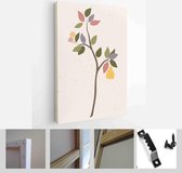 Collection of contemporary art posters in pastel colors. Abstract elements, leaves and fruits, branches, pears - Modern Art Canvas - Vertical - 1853285833 - 80*60 Vertical