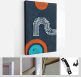 Peach Valley at Sunset. Set of Abstract Black Hand Painted Illustrations for Postcard, Social Media Banner, Brochure Cover Design or Wall Decoration Background - Modern Art Canvas