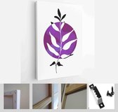 Minimalistic Watercolor Painting Artwork. Earth Tone Boho Foliage Line Art Drawing with Abstract Shape - Modern Art Canvas - Vertical - 1937929693 - 40-30 Vertical