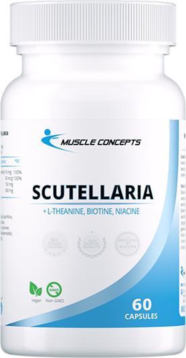 Goedkoopste Scutellaria (Blauw Gildkruid) L-Theanine Biotine Niacine - 60 vegetarische capsules | Muscle Concepts