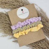 Scrunchies - set - velours - fluweel - lila - paars - scrunchie - elastiek