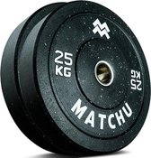 Matchu Sports - Halterschijven - Hi temp bumper plates - 25 KG - Set van 2 - Zwart - Duurzaam materiaal