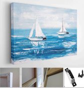 Itsallcanvas - Schilderij - Oil Painting Sailing Boat Art Horizontal Horizontal - Multicolor - 60 X 80 Cm