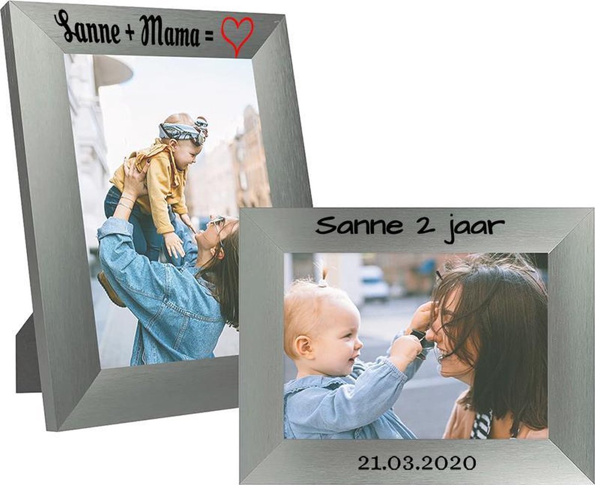 Aluminium fotolijst met naam, fotolijst tekst bedrukken, fotolijst personaliseren, cadeau, kado, kraamcadeau, verjaardagscadeau,