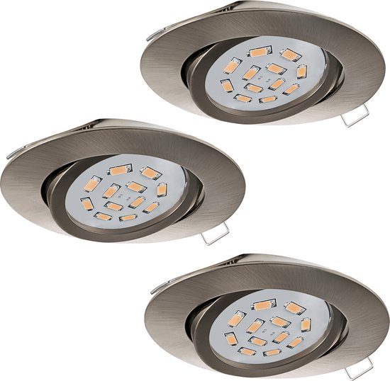 Set van 3 inbouwspots Saliceto vierkant zwart 4,8W van Eglo kopen