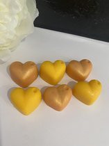 Wax (geur) melts Lady Million , handmade, in leuke gele hartjes vormen,  de wax is plantaardig, natuurlijk en biologisch afbreekbaar, koosjer en niet op dieren getest!!