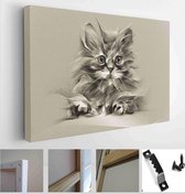 Itsallcanvas - Schilderij - Vintage Kitten Art Horizontal Horizontal - Multicolor - 40 X 50 Cm