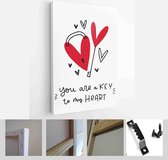 Valentines day romantic background with heart vector graphic and greeting card set with lettering love messages - Modern Art Canvas - Vertical - 1866695344 - 50*40 Vertical