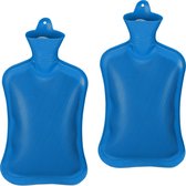 Relaxdays 2x kruik rubber - bedkruik - warmwaterkruik - zonder hoes - 2 l - blauw - groot
