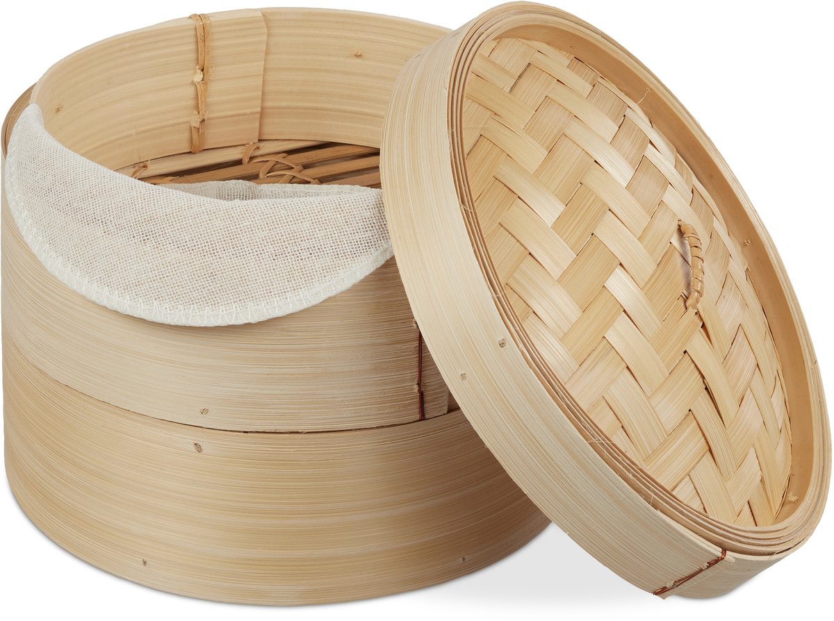 bamboe stoommandje - Ø 20,5 cm - 2 etages - voor dim sum - rijst