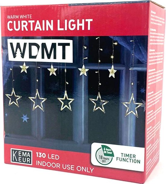 WDMT™ LED gordijn - kerst sterren verlichting | 130 LED lampjes /  Kerstverlichting... | bol.com