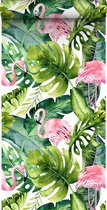 ESTAhome vlies wallpaper XXL tropische bladeren met flamingo's groen en roze - 158895 - 0.465 x 8.37 m