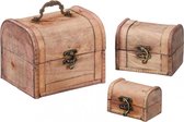 Kistensetje - kistjes - kist- decoratie - hout - 12,5 11 en 8 cm - bruin - lichtbruin