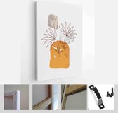 Painting Wall Pictures Home Room Decor. Modern Abstract Art Botanical Wall Art. Boho. Minimal Art Flower on Geometric Shapes Background - Modern Art Canvas - Vertical - 1955005183