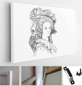 Itsallcanvas - Schilderij - Marie Antoinette (-) Portrait In Line Art Illustration Art Horizontal Horizontal - Multicolor - 40 X 50 Cm