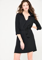 LOLALIZA Hemd jurk met driekwartsmouw - Zwart - Maat 36