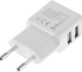 equipower-5v 2a eu-stekker-usb lader- 2 ports- dual-smart ic-kortsluitbeveiligd- Universele Adapter met 2 usb poorten- telefoonstekker- Oplader voor Smartphones en Tablets - Thuislader