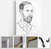 Heinrich Rudolf Hertz cartoon portrait, he was a German physicist who is most famous for his work in the field of electromagnetism. - Modern Art Canvas - Vertical - 1582652659 - 40