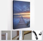 A small jetty on a lake at sunrise. Photographed near Amsterdam in The Netherlands. - Modern Art Canvas - Vertical - 305961110 - 40-30 Vertical