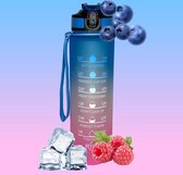 UltraSativa Motivatie Waterfles - Blauw/Roze - Drinkfles - Lekvrij