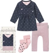 Noppies Cadeauset (4delig) Jurk Blauw, Legging en sokken - Maat 68