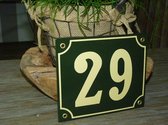 Emaille huisnummer 18x15 groen/creme nr. 29