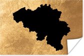 Affiche Carte België - Zwart - Or - 180x120 cm XXL