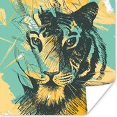 Affiche Tigre - Abstrait - Jaune - 50x50 cm