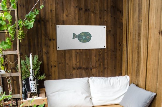 Poster de jardin Poisson - Pastel - Vert - 80x40 cm - Décoration murale Outdoor - Poster de jardin - Toile jardin - Poster clôture - Tableau jardin
