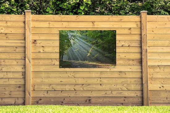 Tuinposter 120x80 cm - Tuindecoratie Lente - Bos - Boom - Poster voor in de tuin - Buiten decoratie - Schutting tuinschilderij - Tuindoek muurdecoratie - Wanddecoratie balkondoek