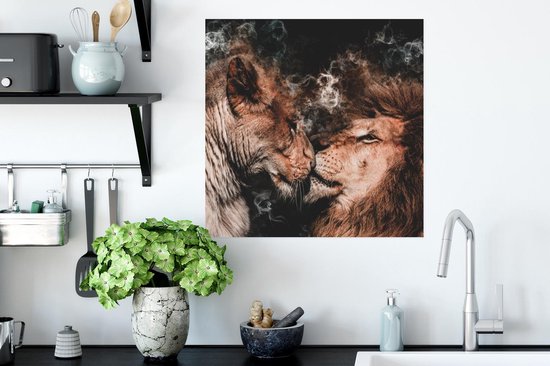 Affiche Lion - Fumée - Amour - 50x50 cm