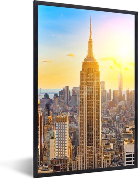 Fotolijst incl. Poster - New York - Zon - Empire State Building - 20x30 cm - Posterlijst